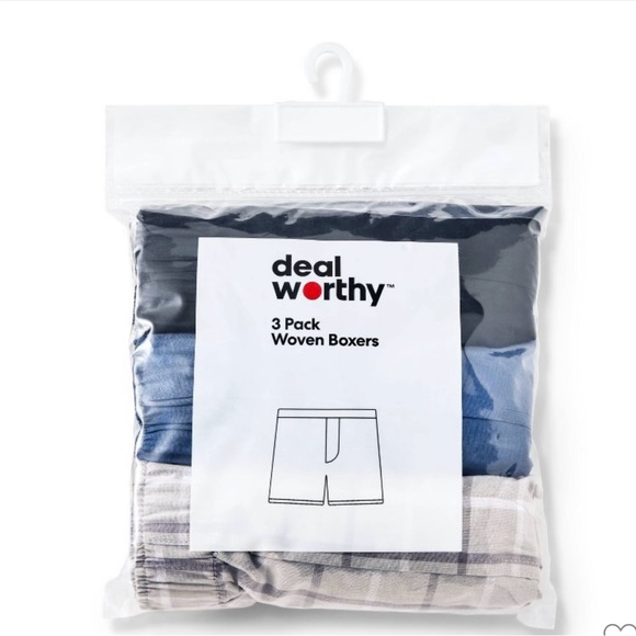 Men's Woven Boxers 3pk - Dealworthy™ Blue/ Black - Picture 2 of 2
